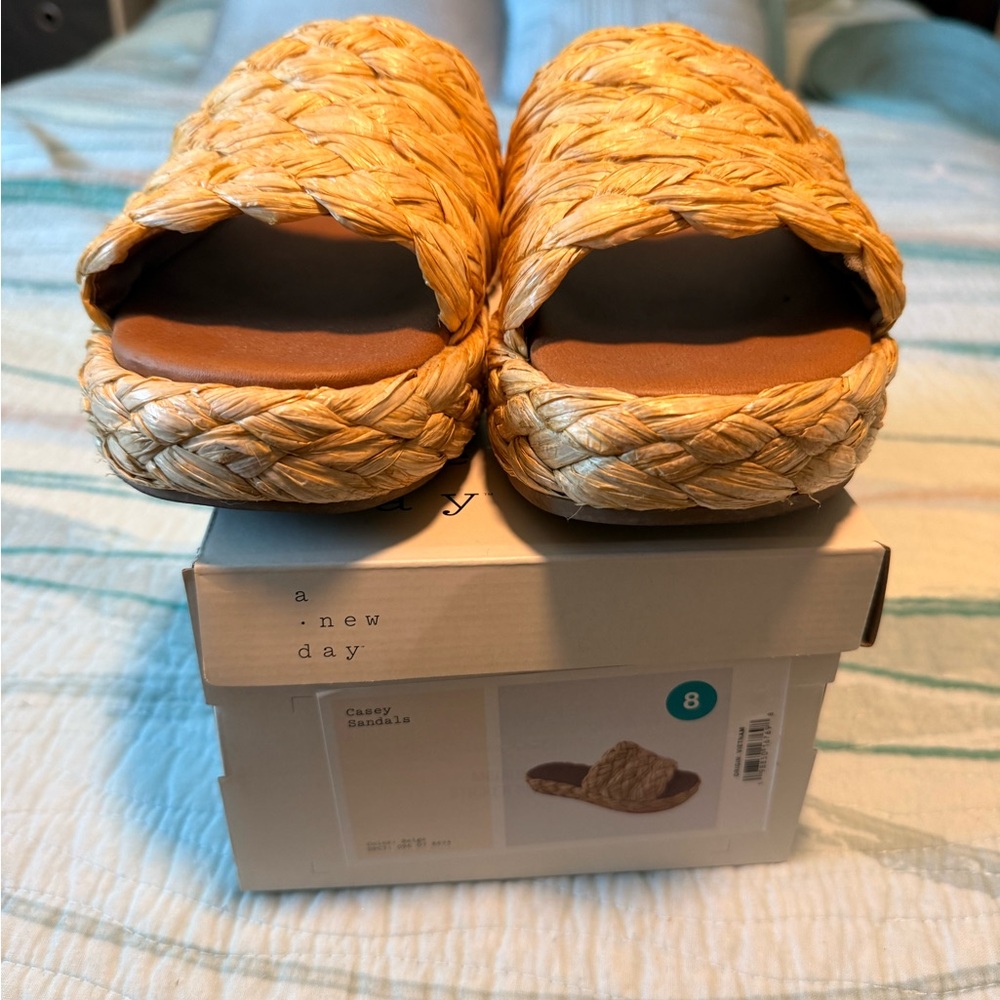 Chic Woven Tan Slide Sandals - Picture 3 of 9